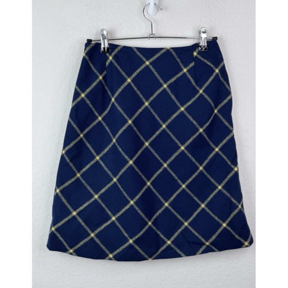 Vtg Young Pendleton 100% Wool Skirt 11-12 Navy Plaid A-Line Clueless Preppy 90s
